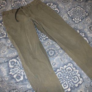 UNIQLO Men’s Medium Casual Workpant With Stretch and Waist Tie (Olive Green)